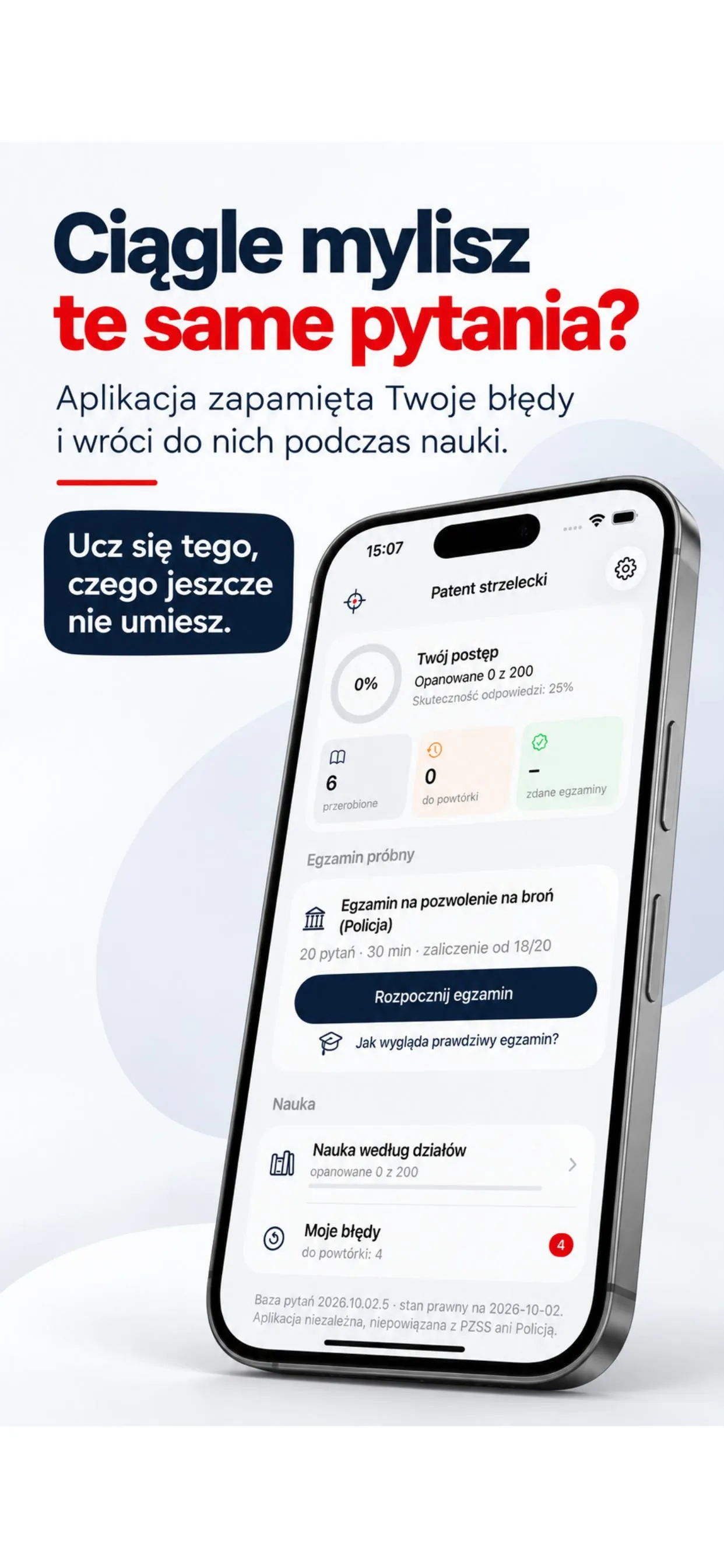 Egzamin próbny w aplikacji z licznikiem czasu